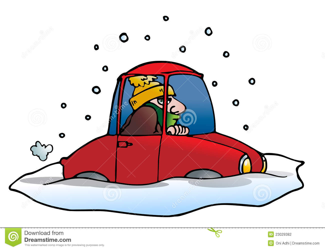 Car stuck in snow clipart.