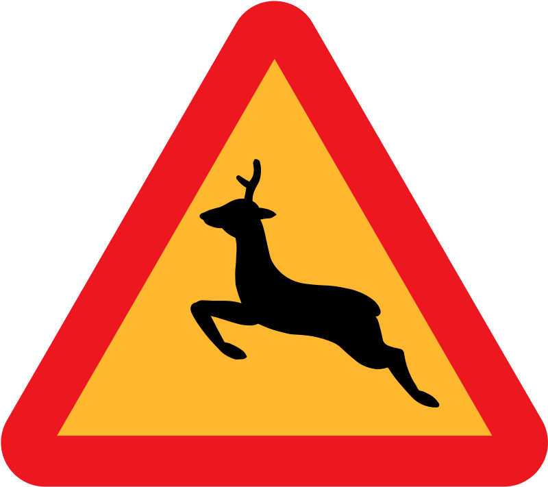 Free Clipart: Warning Deer Roadsign.