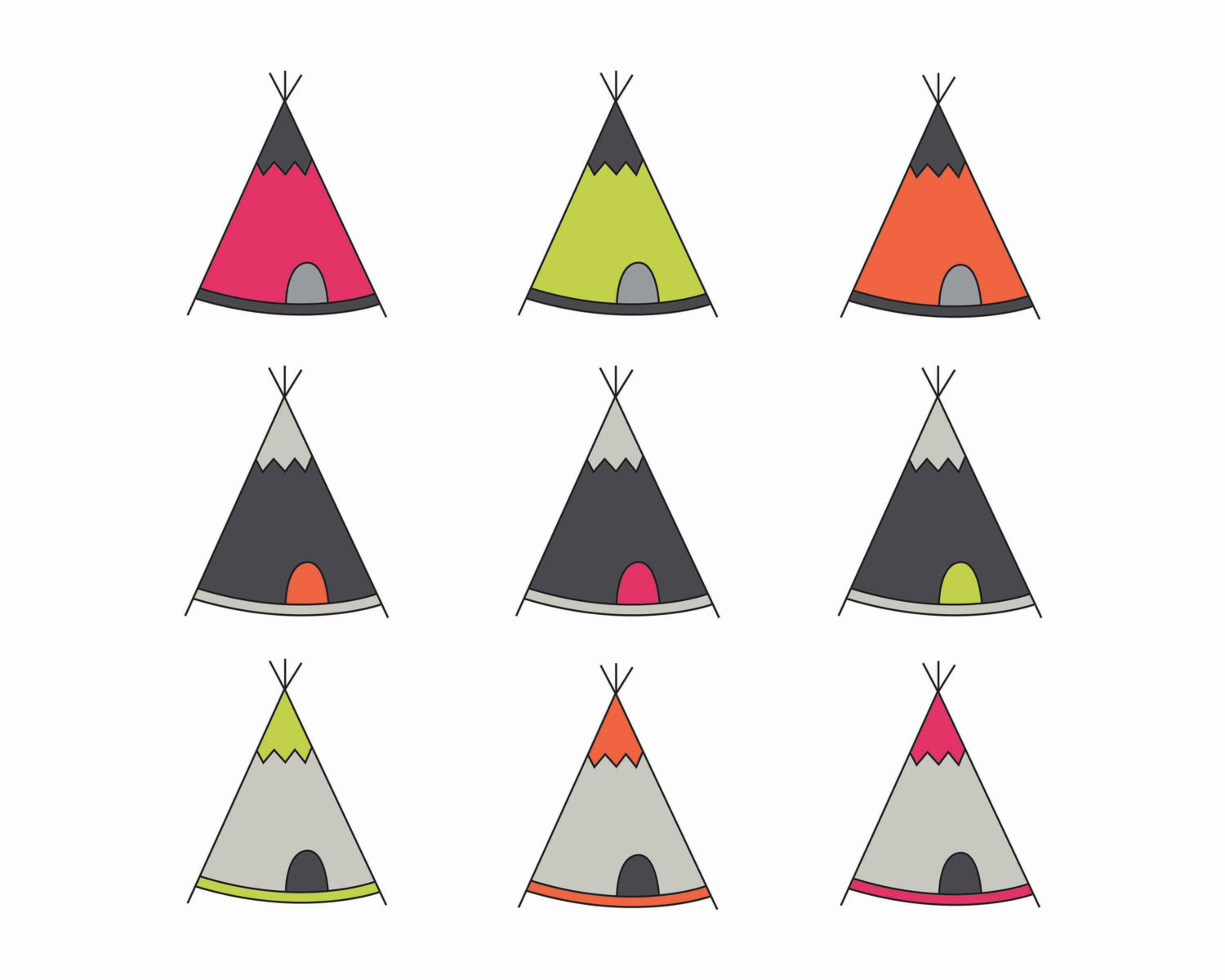 60% OFF SALE Digital Clipart Teepee Tent Clip Art Digital.