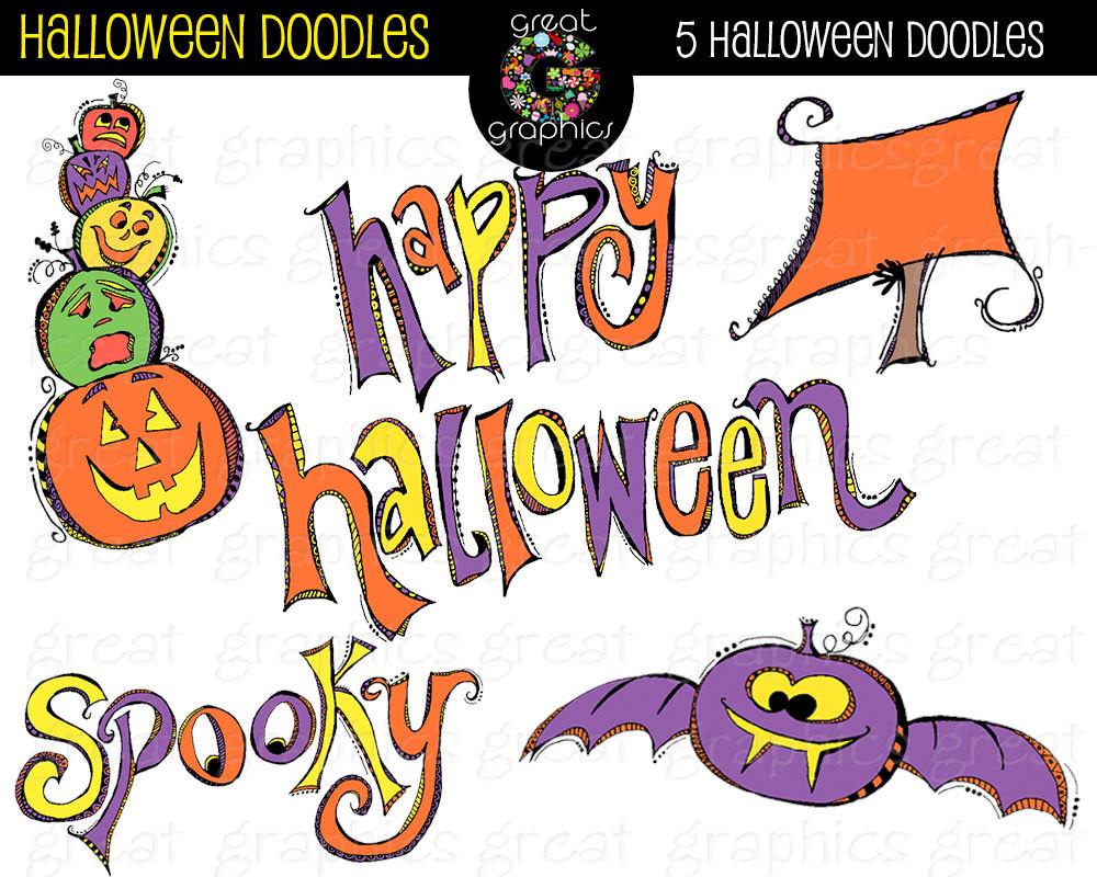 Halloween Clipart Digital Halloween Clip Art Halloween Doodle Whimsical  Clipart Halloween Party Digital Clipart.