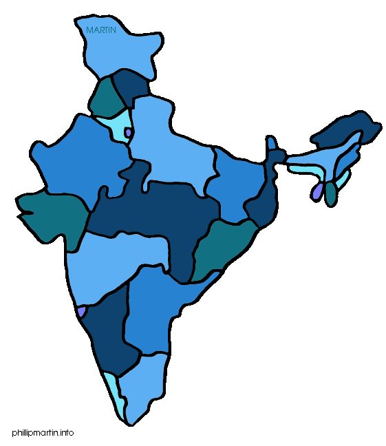 Free India Clip Art by Phillip Martin, Map of India.