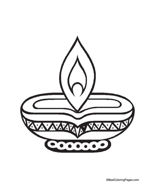 Diwali Diya Coloring Page.