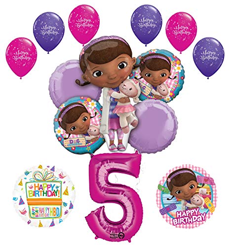 Doc McStuffins 5th Birthday Party Supplies and Balloon Bouquet Decorations.