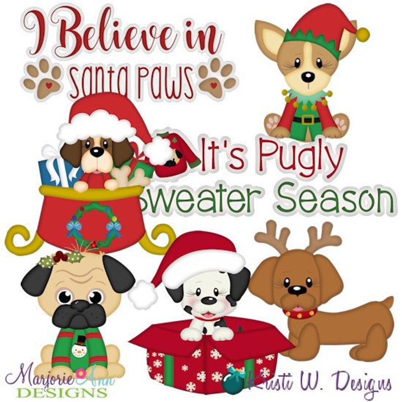 Santa Paws Christmas Clipart.