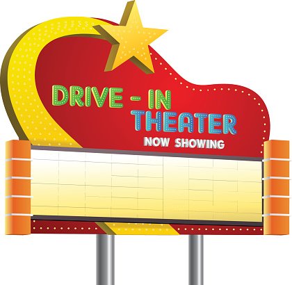 drive in theater sign banner Clipart Image.