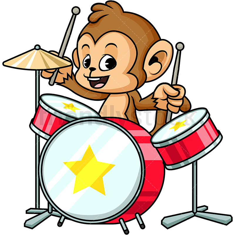 Monkey Playing Drums.