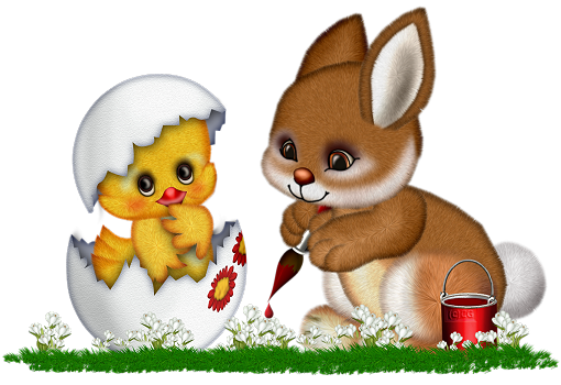 Easter Bunny and Chicken Clipart.