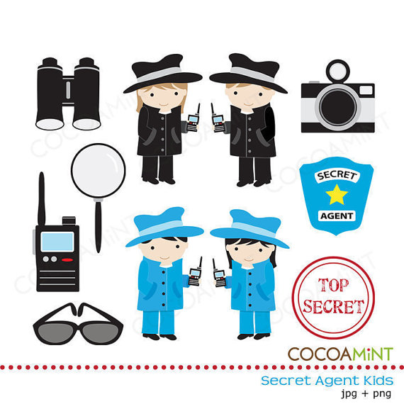 Secret Agent Kids Clip Art.