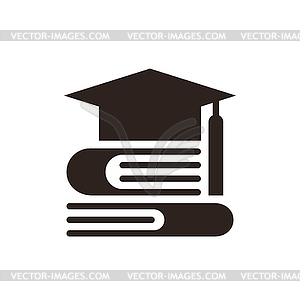 Cap and books, Education symbol.