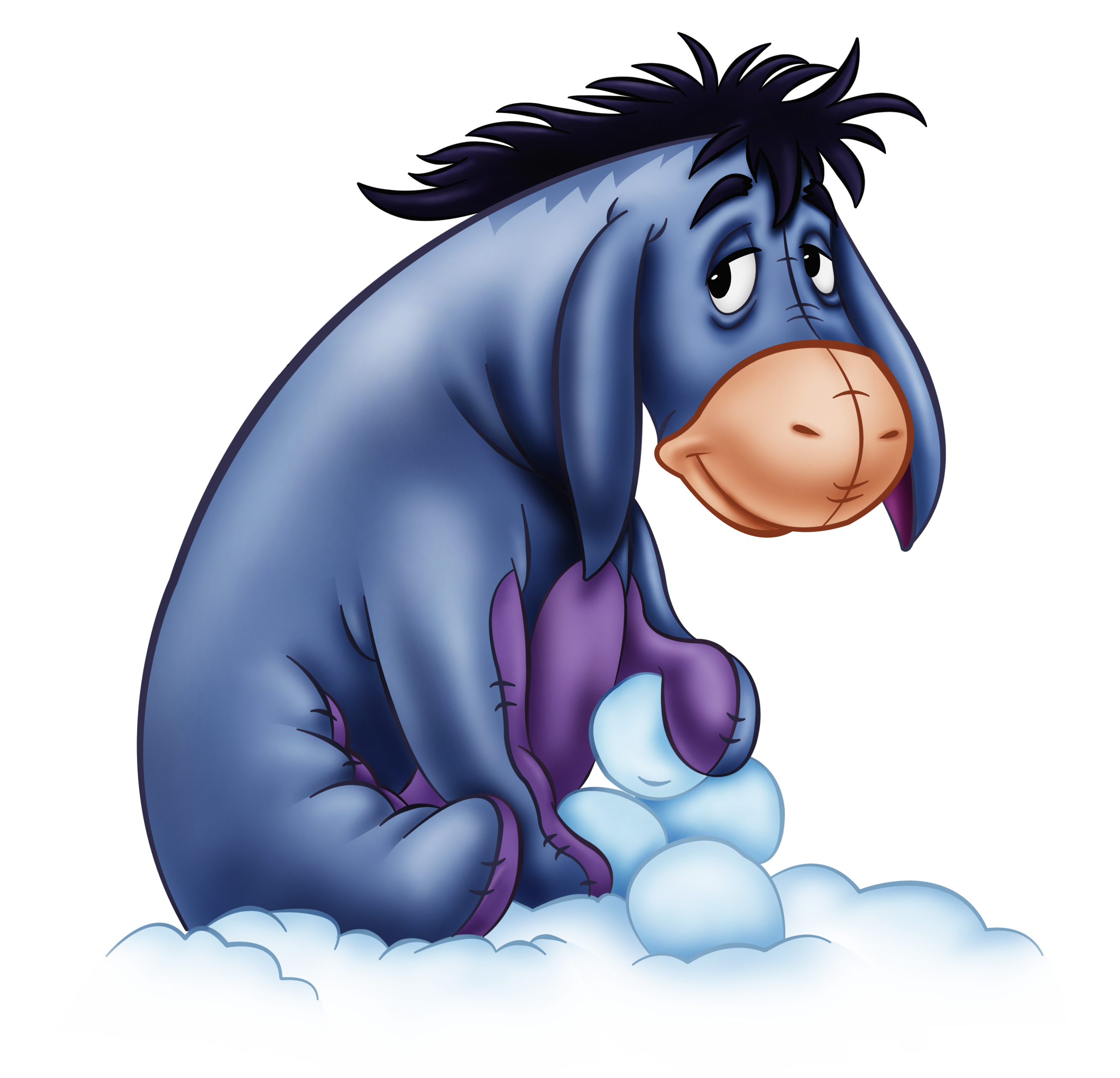 Eeyore with Snowballs PNG Transparent Cartoon.