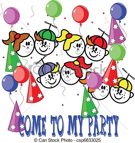 Clipart Vektor von party, Kinder, Einladen.