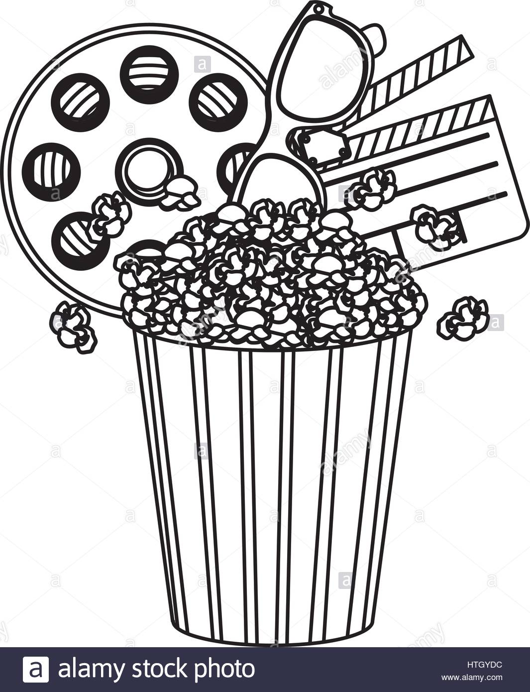 Pop corn, el cine y el icono clipart Ilustración del Vector, Imagen.