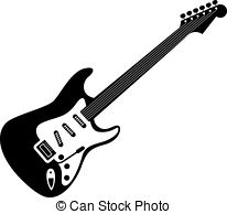 Stock Photographs of Electric guitar icon, black monochrome style.