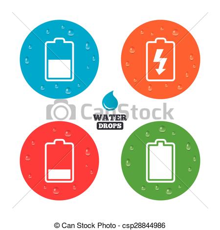 Vector of Battery charging icons. Electricity symbol..