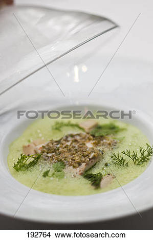 Stock Photo of Bass with fountain watercress emulsion and.