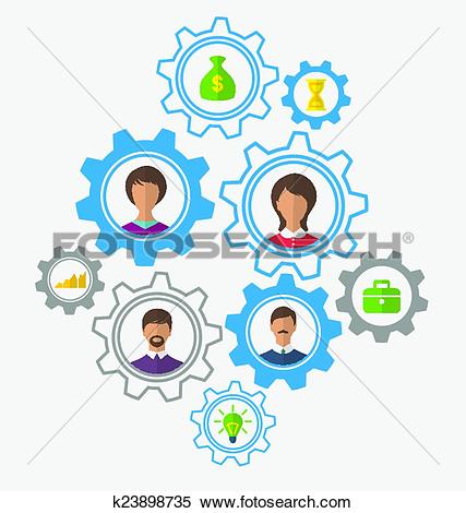 Clipart of Idea of teamwork and success, business people enclosed.