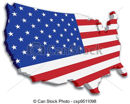 Vector of USA 3D State Flag map.