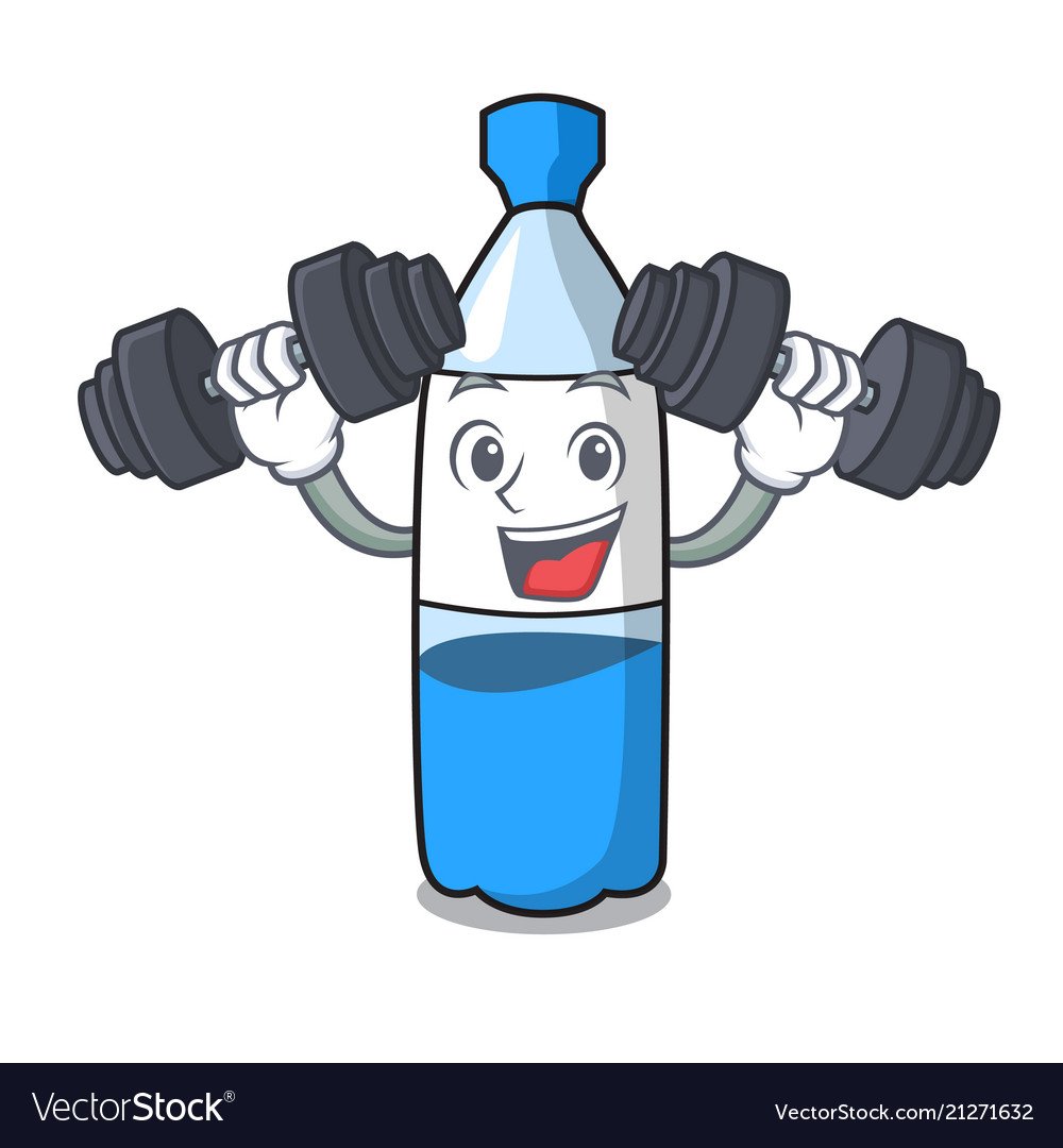 Fitness water bottle character cartoon.