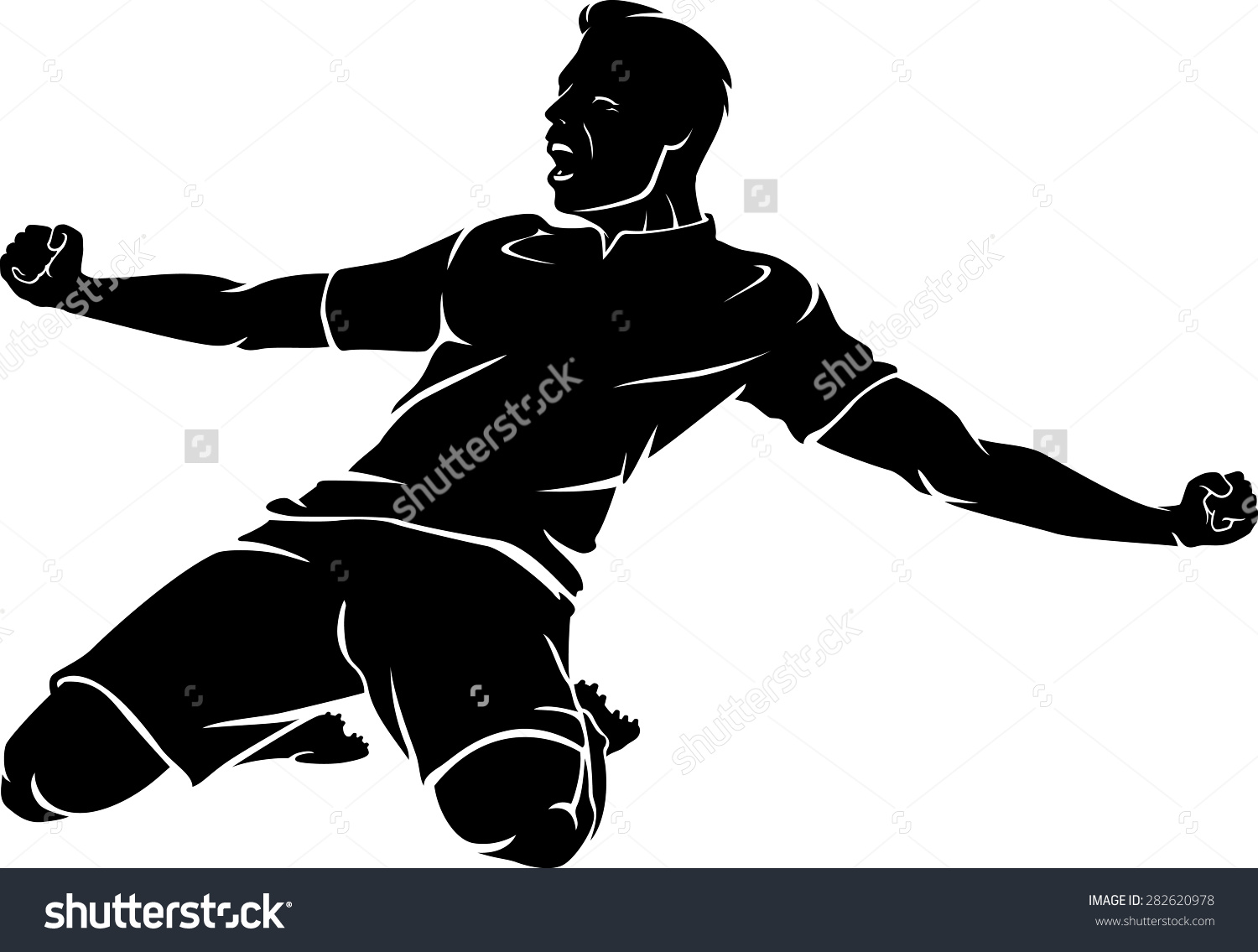 Soccer Kneeling Celebrate Winning Goal Stock Vector 282620978.