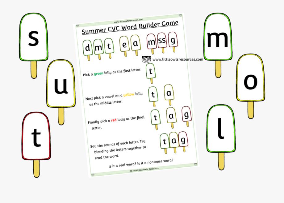 Free Summer Cvc Word Builder Printable Early Years/ey.