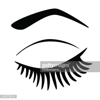 Eye closed with long eyelashes Clipart Image.