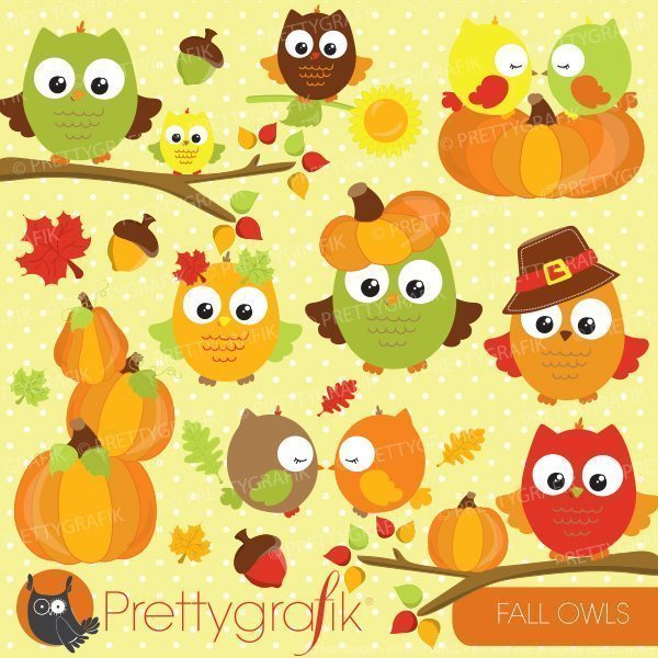 Fall owls clipart.