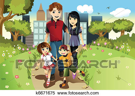 Family in the park Clipart.