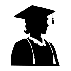 Clip Art: Graduate Female Silhouette B&W I abcteach.com.