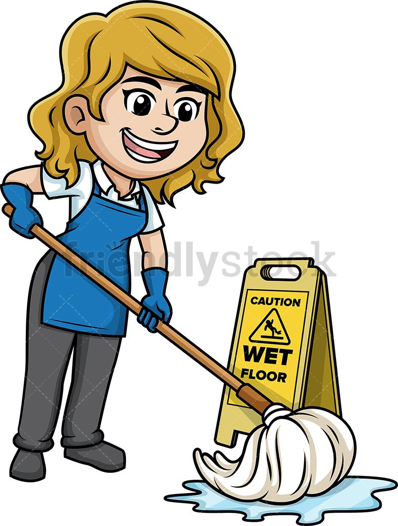 Woman Mopping The Floor.