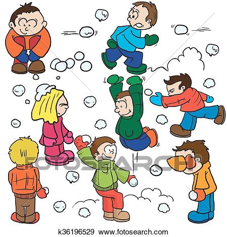 Snowball fight Clip Art.