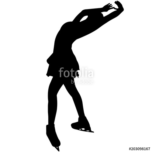 Woman Figure skating silhouette, Female Figure skating clipart, Girl.