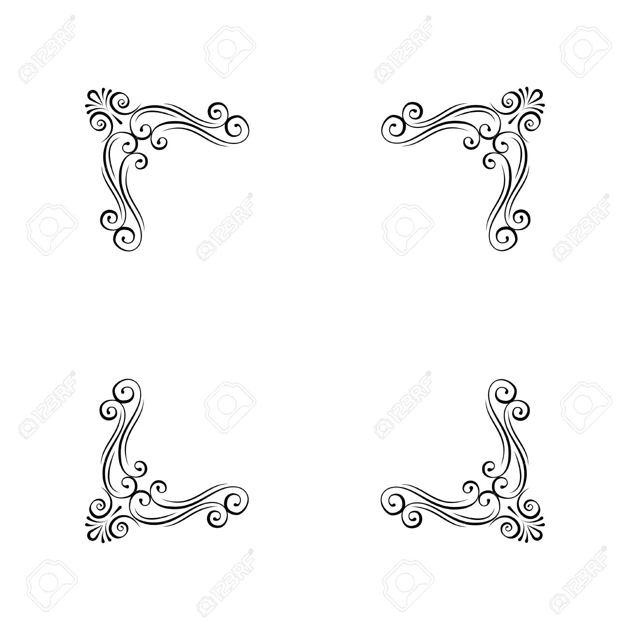 Vintage decorative corners. Calligraphic scroll filigree page...