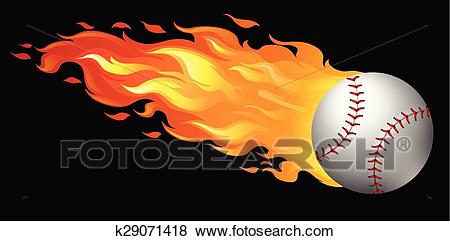 Baseball on fire Clip Art.