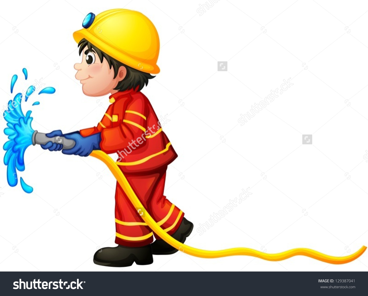 Clipart Of Fire Hose Squirting Water.