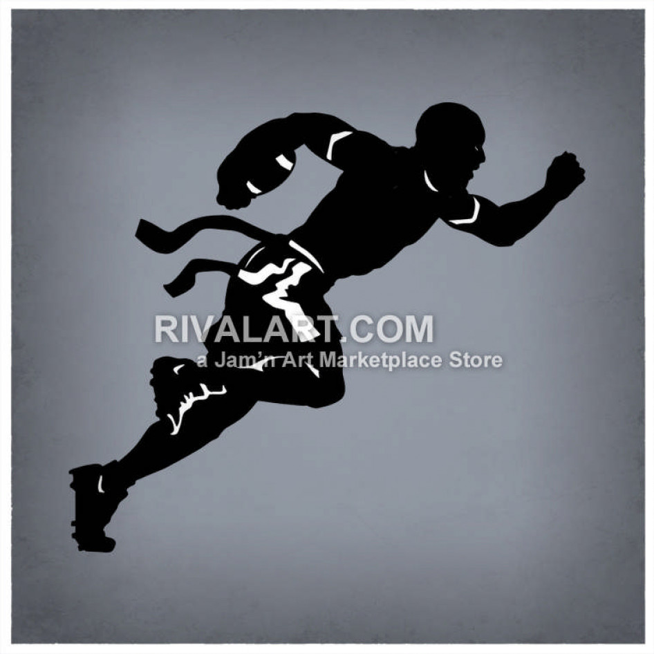 Flag Football Players Silhouette.