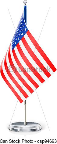 Clip Art Vector of USA's flag on flagstaff and support vector.