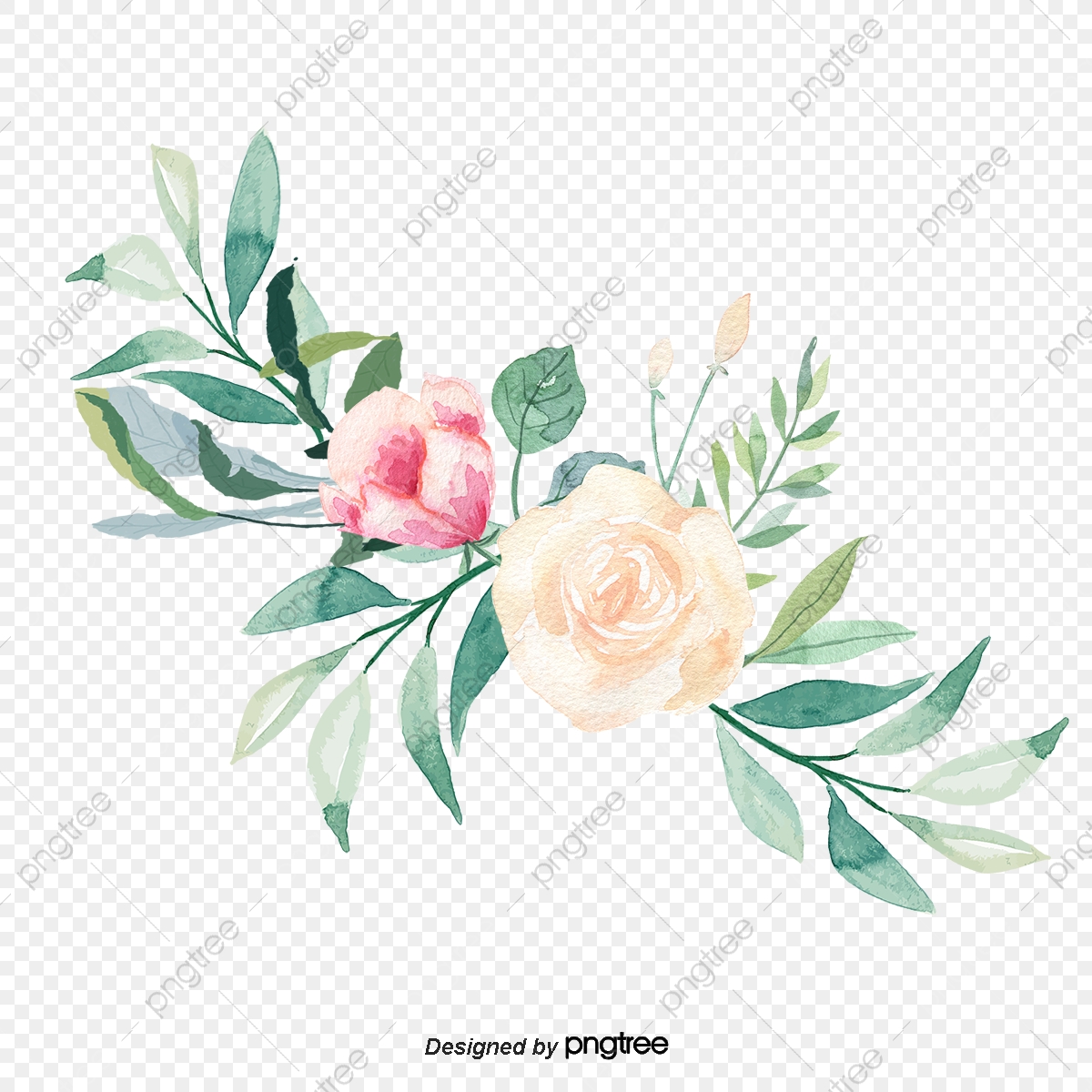 Convite De Casamento Bouquet De Flores Cor De Rosa Aquarela, Vector.