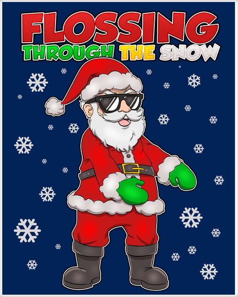 Flossing Through The Snow Santa Poster.