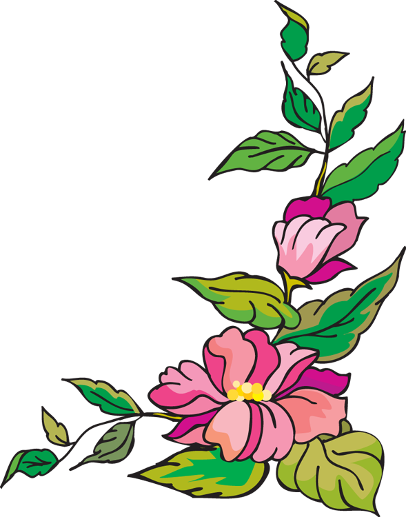 Flower Corner Border Clip Art.