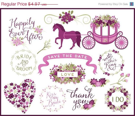 Wedding Words Clip Art.