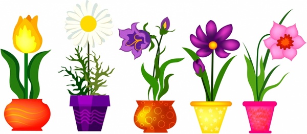 Spring Flowers In Pots Free vector in Adobe Illustrator ai.