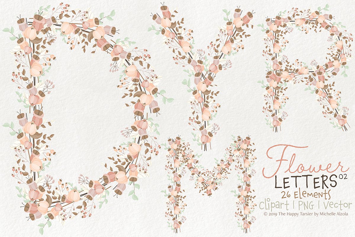 Flower Letters 02BI07 Floral Clipart.