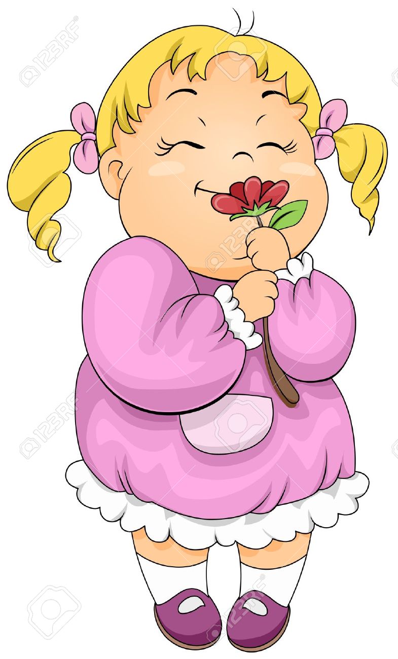 Smelling Flowers Clip Art.