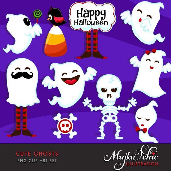 Halloween Cute Ghosts Clipart. Halloween graphics, ghosts.