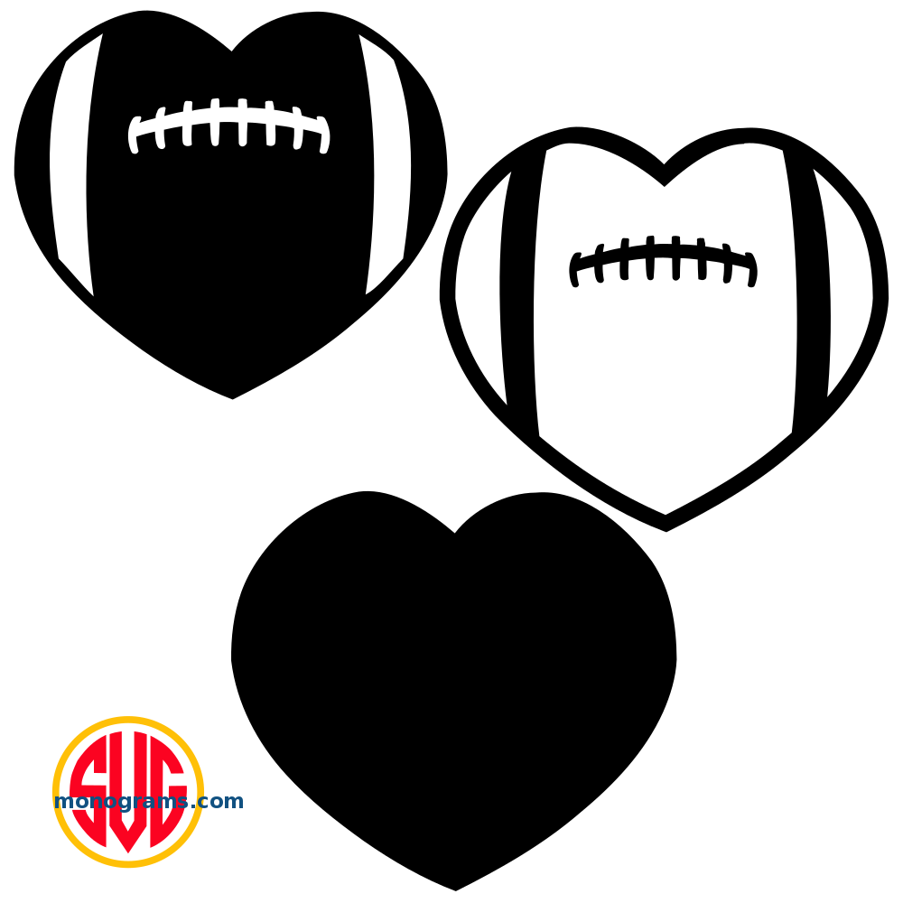 Heart Football Monogram Frames.