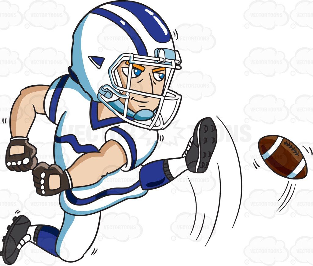 A football kicker starting the play #cartoon #clipart.