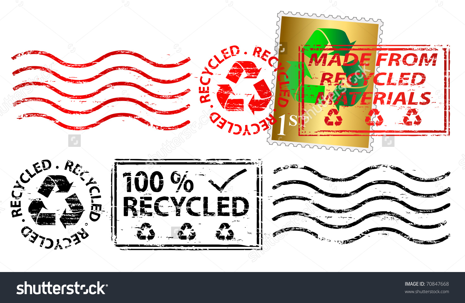 Recycling Letter Franking Mark Stamp Stock Vector 70847668.