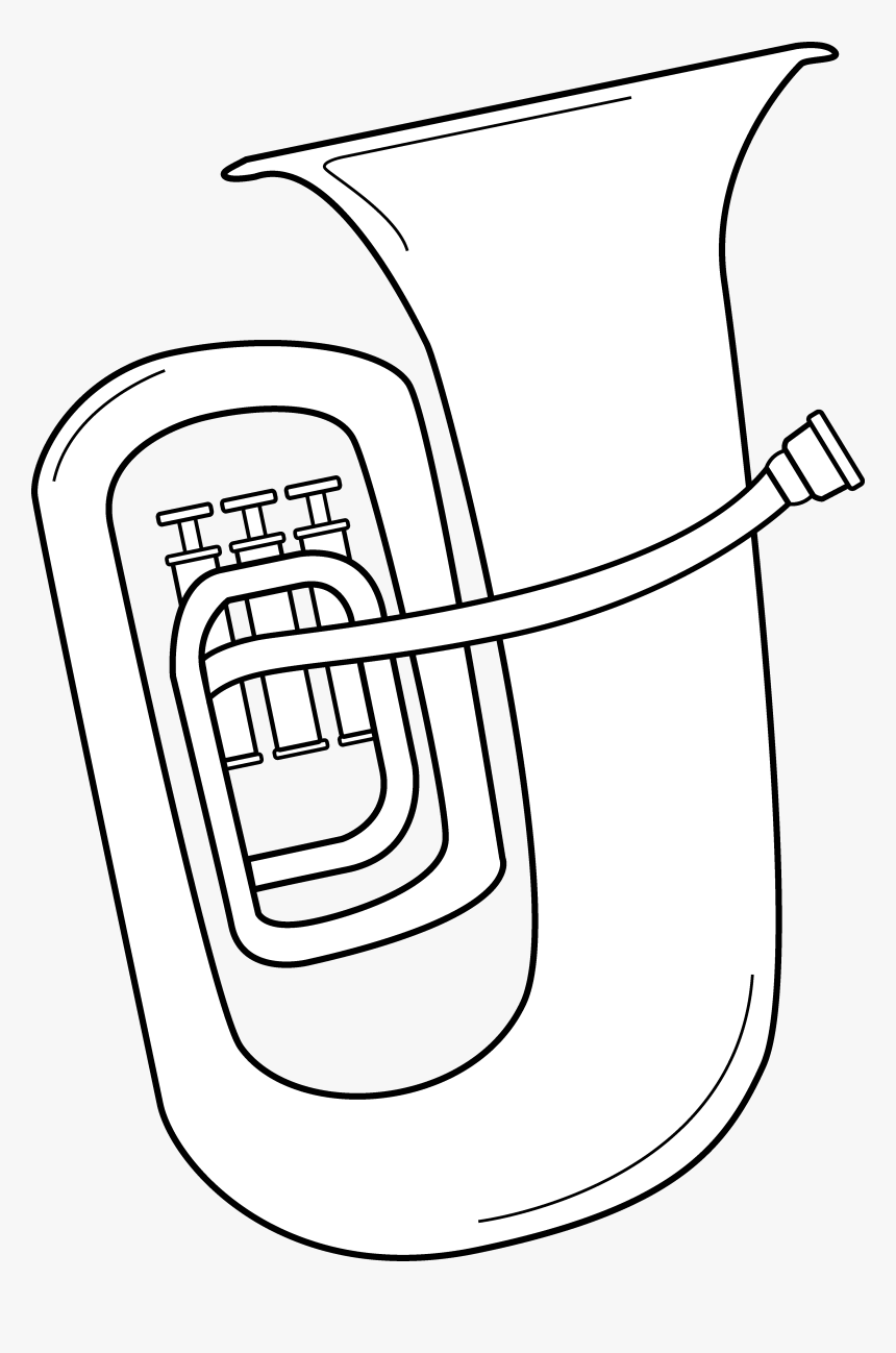 Black And White Tuba Design Free Clip Art.