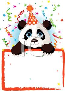 Baby Panda Holding a Birthday Banner.