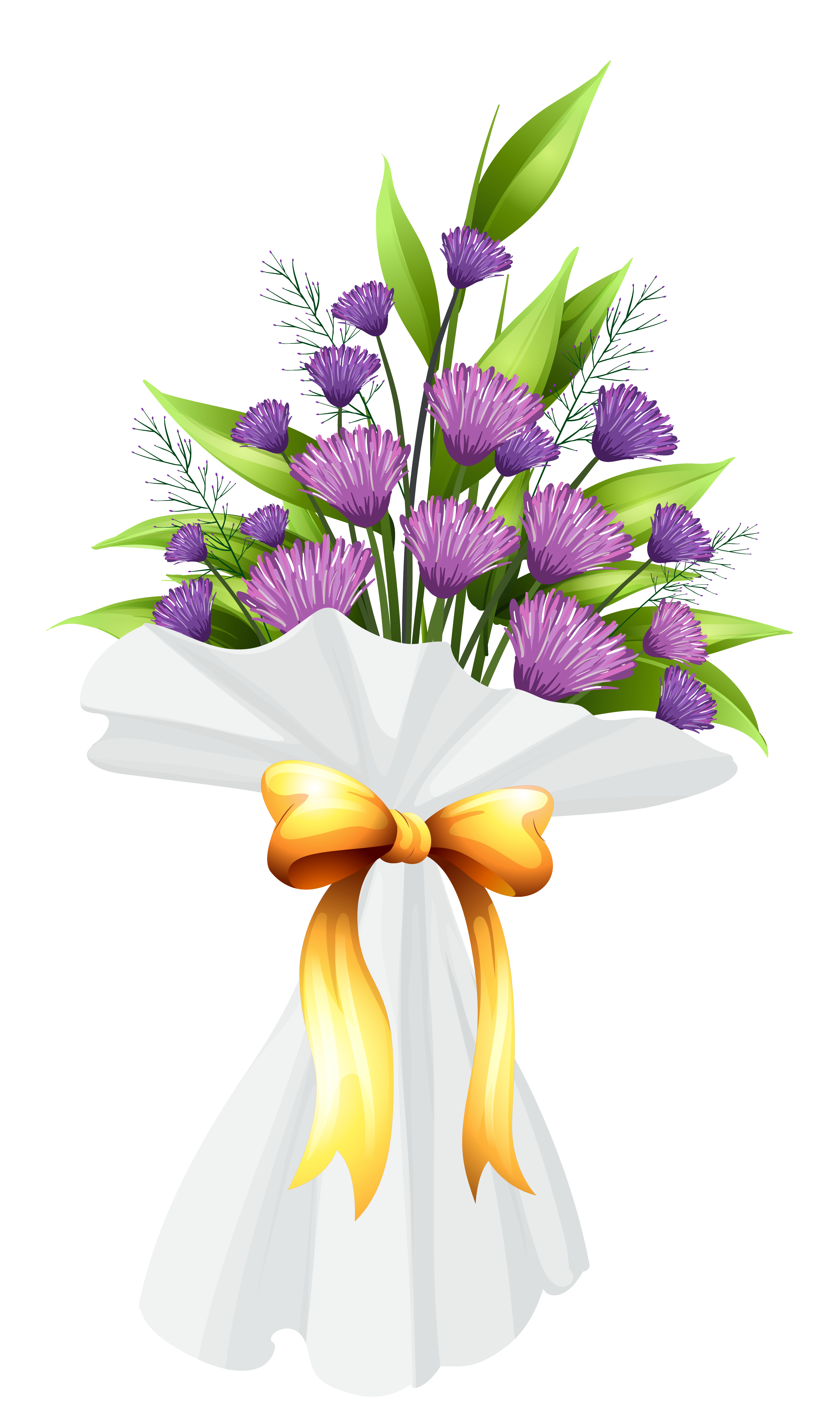 Purple Flowers Bouquet PNG Clipart Image.